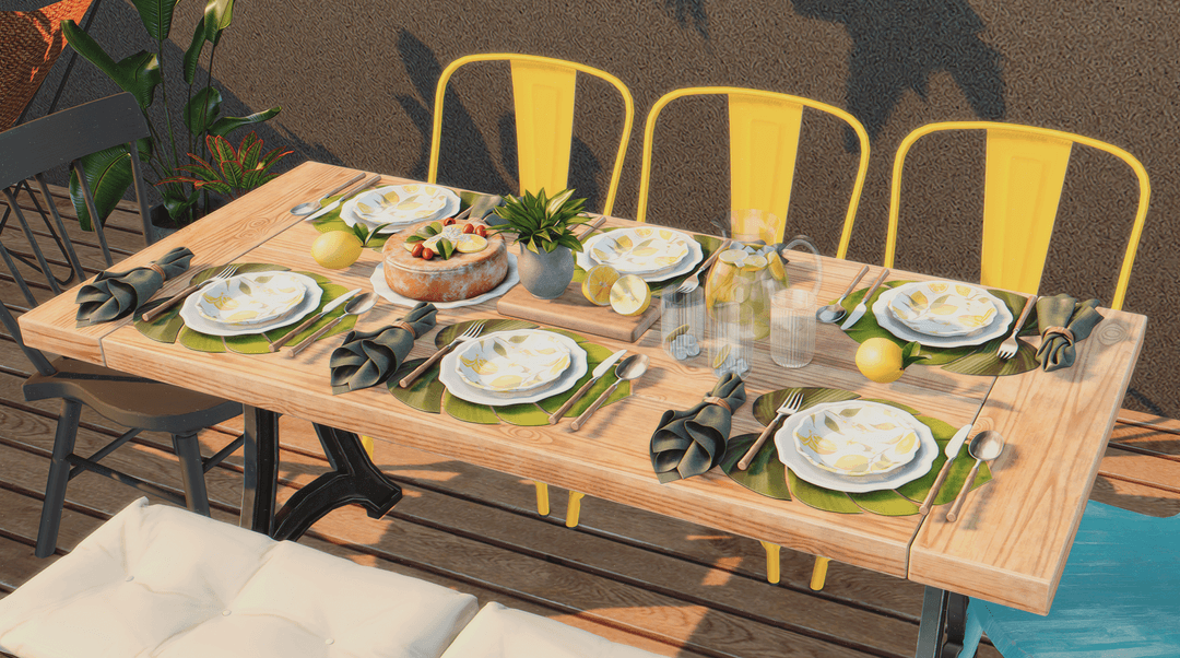 Галерея мода Сет для патио Lemony Dining Set #2